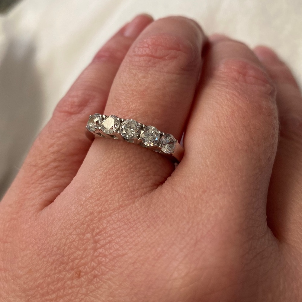 5 Stone Round cut Engagement Band For women